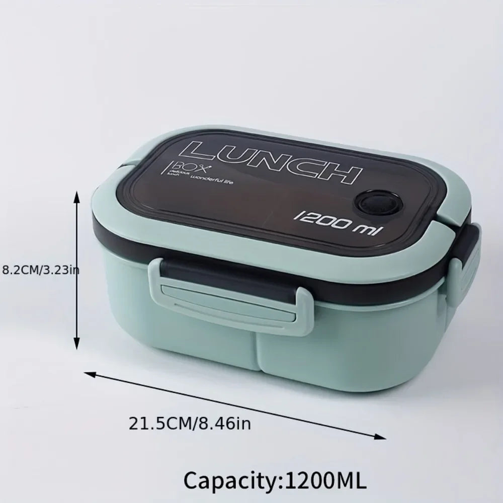 "Cute Double-Layered Lunch Box for Kids - Leakproof, Eco-Friendly, with Spoon & Fork"
