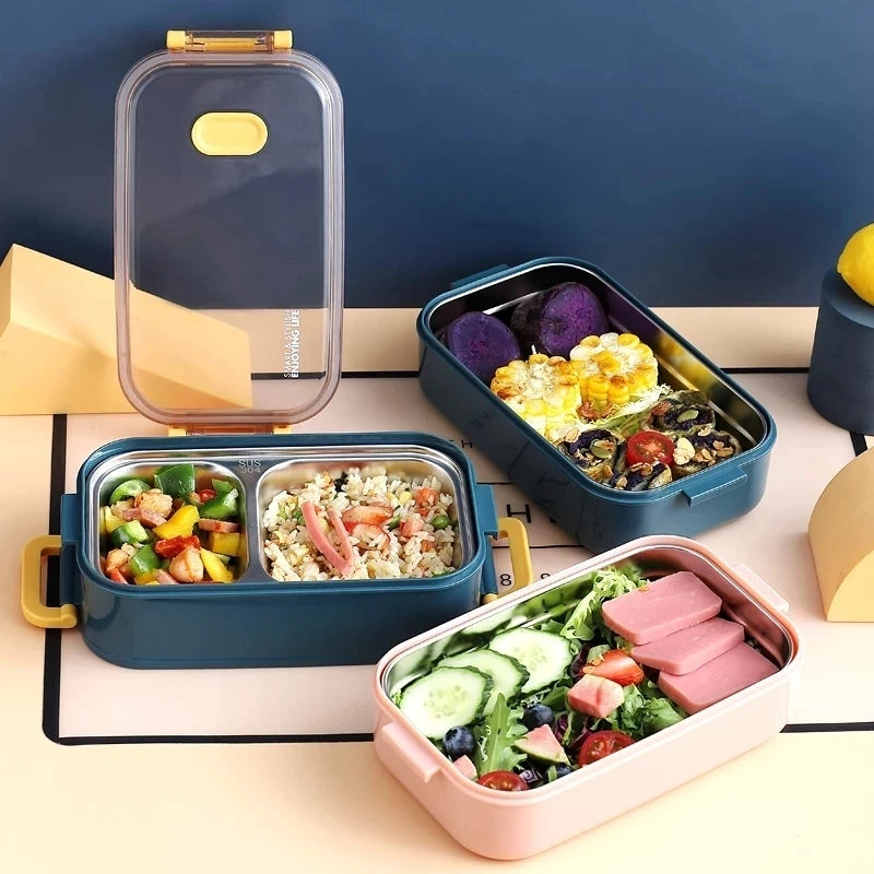 "Stainless Steel Bento Lunch Box - Portable Food Storage for Kids & Office"