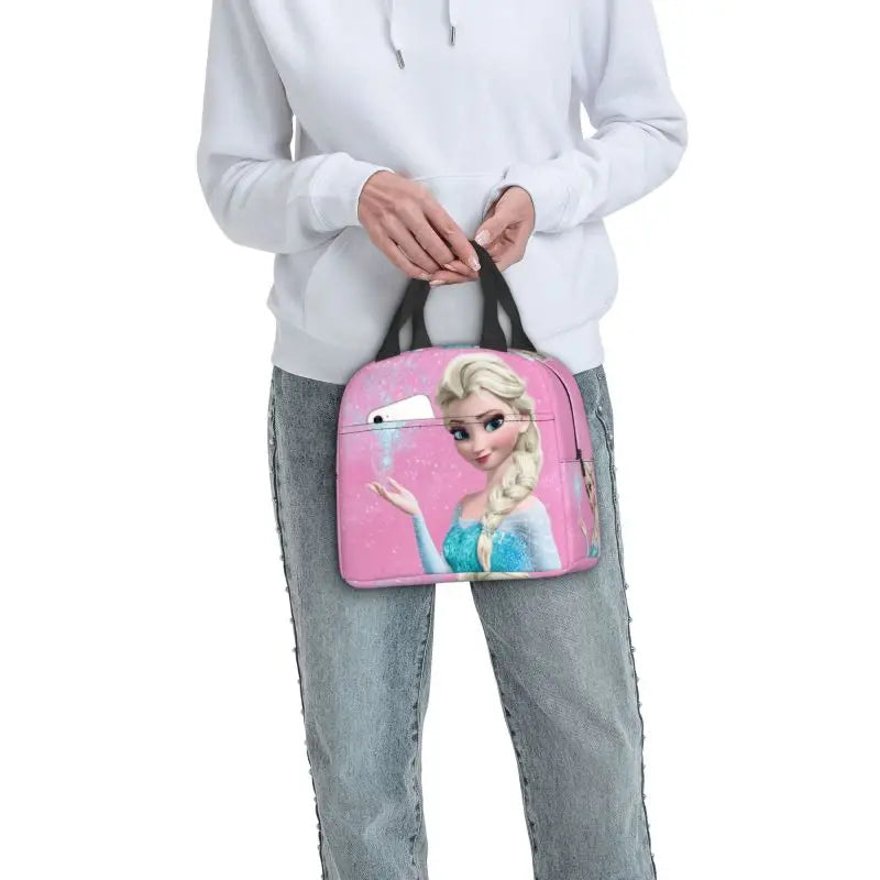 "Custom Frozen Princess Insulated Lunch Bag - Portable Thermal Tote for Kids"