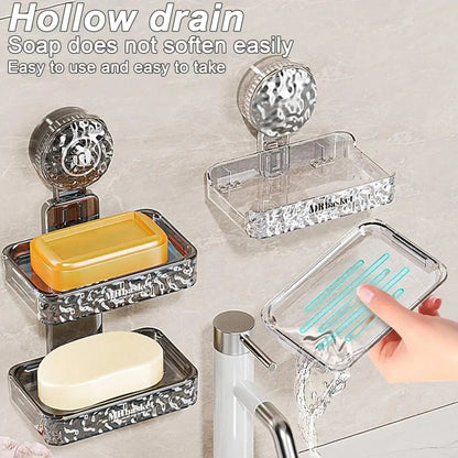 "Suction Cup Soap Dish, Wall-Mounted Shower Caddy Storage Rack"