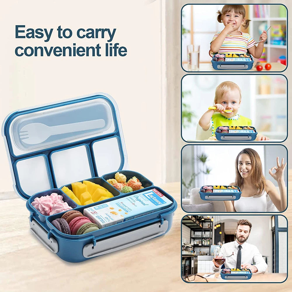 "1300ML Bento Lunch Box - 4-Compartment Container for Kids & Adults"