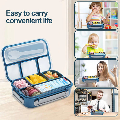 "1300ML Bento Lunch Box - 4-Compartment Container for Kids & Adults"