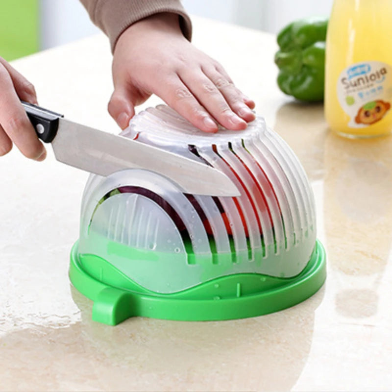 "Vegetable Salad Cutter Bowl - Easy Fruit & Veggie Slicing Kitchen Tool"