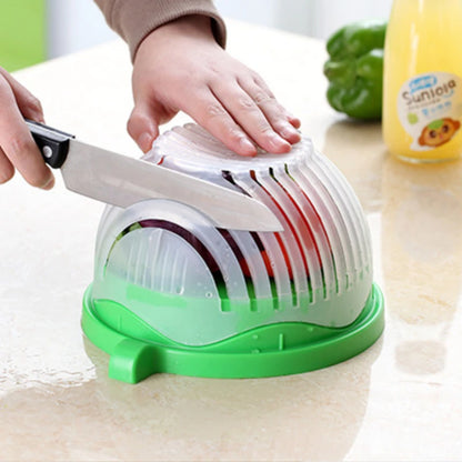 "Vegetable Salad Cutter Bowl - Easy Fruit & Veggie Slicing Kitchen Tool"