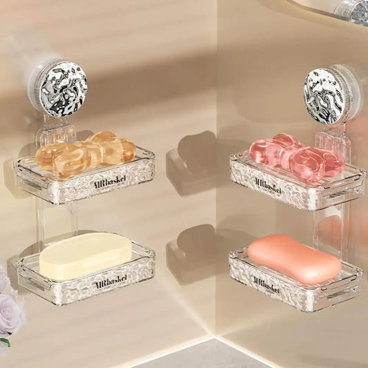 "Suction Cup Soap Dish, Wall-Mounted Shower Caddy Storage Rack"
