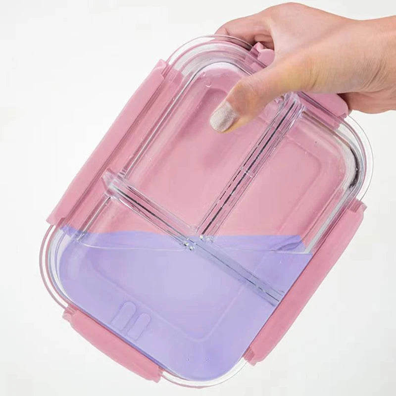 "Microwave Safe Glass Lunch Box - 1050ml Bento Food Storage Container"