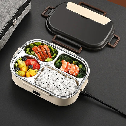"Electric Heated Lunch Box - Stainless Steel Insulated Bento, 1.2L, 12V/220V"