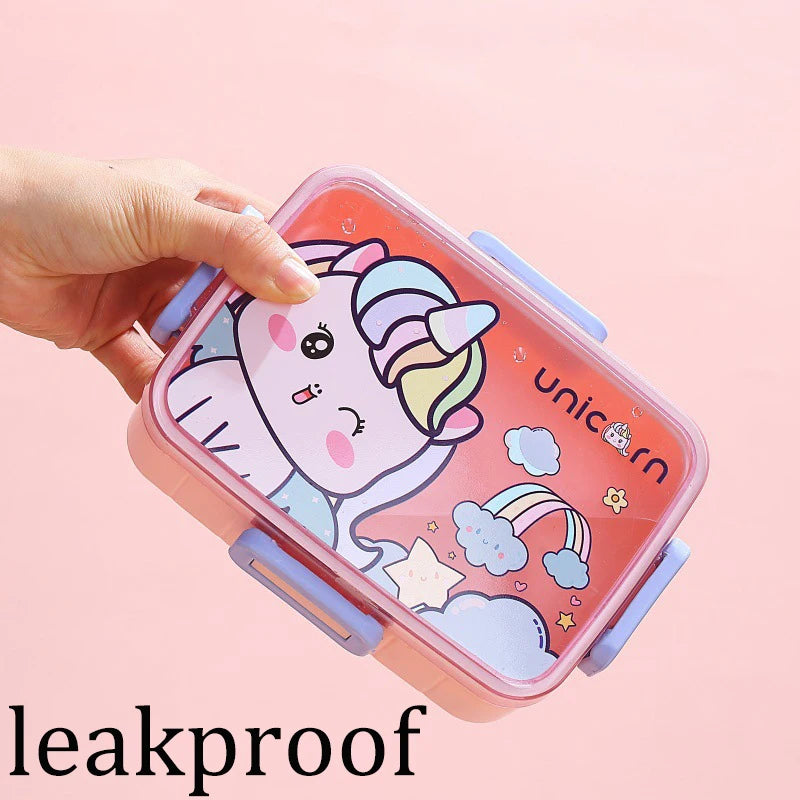 "Cute 2024 Kids' Bento Lunch Box - Leakproof with Compartments for Snacks"