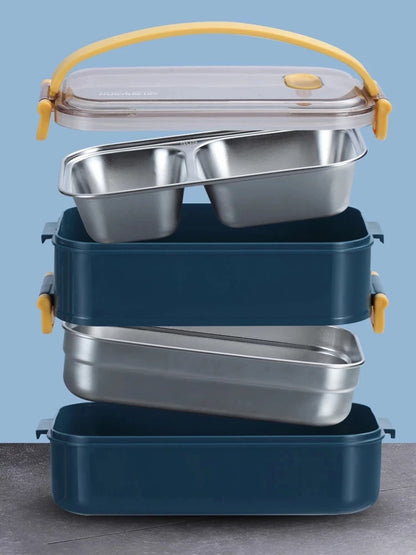 "Stainless Steel Bento Lunch Box - Portable Food Storage for Kids & Office"