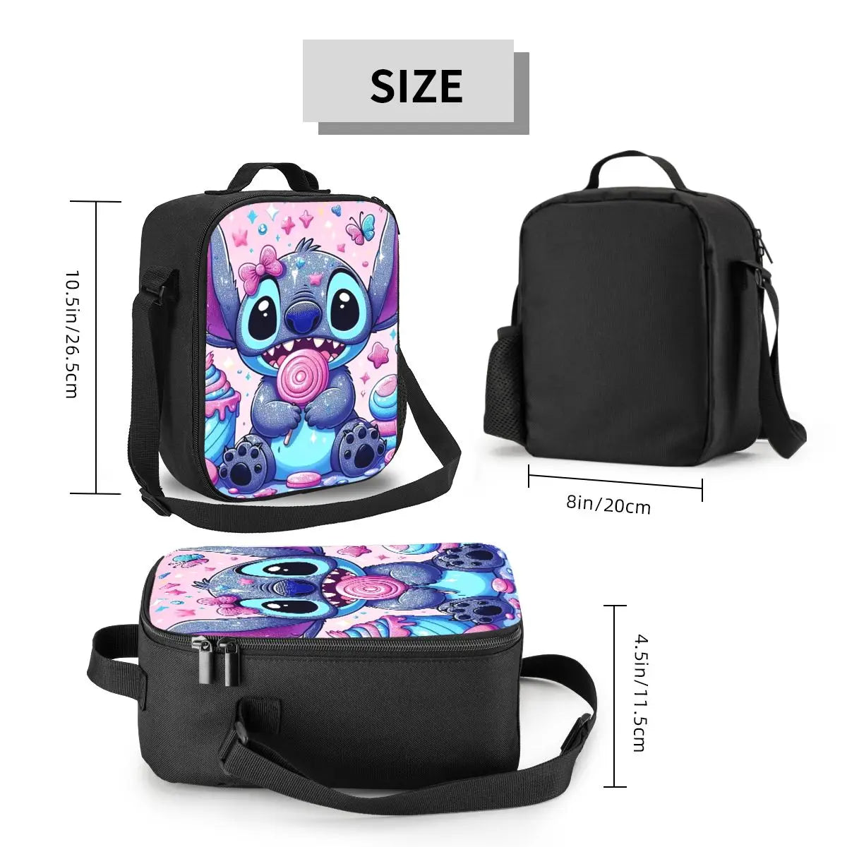 "Custom Pink Stitch Insulated Lunch Bag - Anime Cooler for Travel Camping"