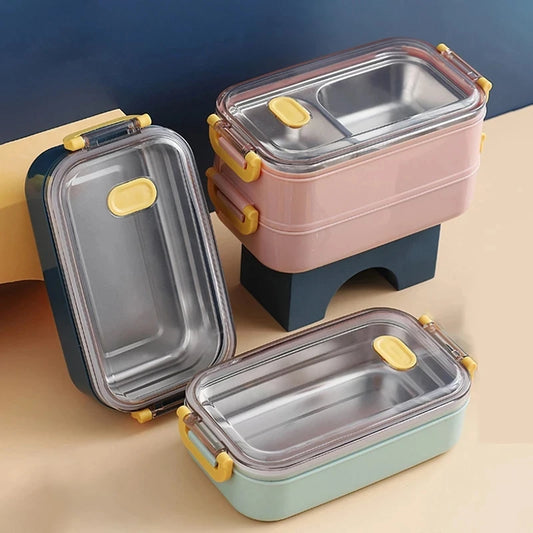 "Stainless Steel Bento Lunch Box - Portable Food Storage for Kids & Office"