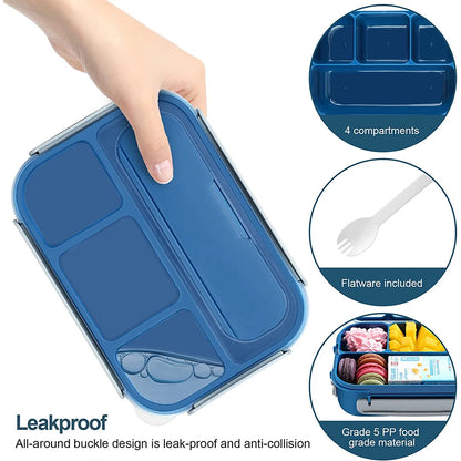 "1300ML Bento Lunch Box - 4-Compartment Container for Kids & Adults"