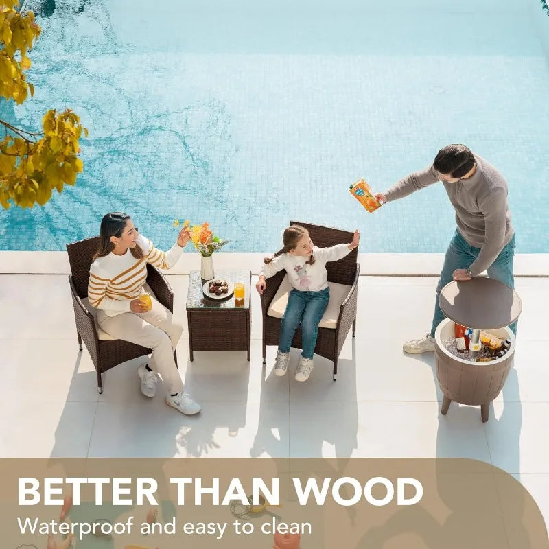 Patio Porch Furniture Sets 3 Pieces PE Rattan Wicker Chairs with Table Outdoor Garden Furniture Sets