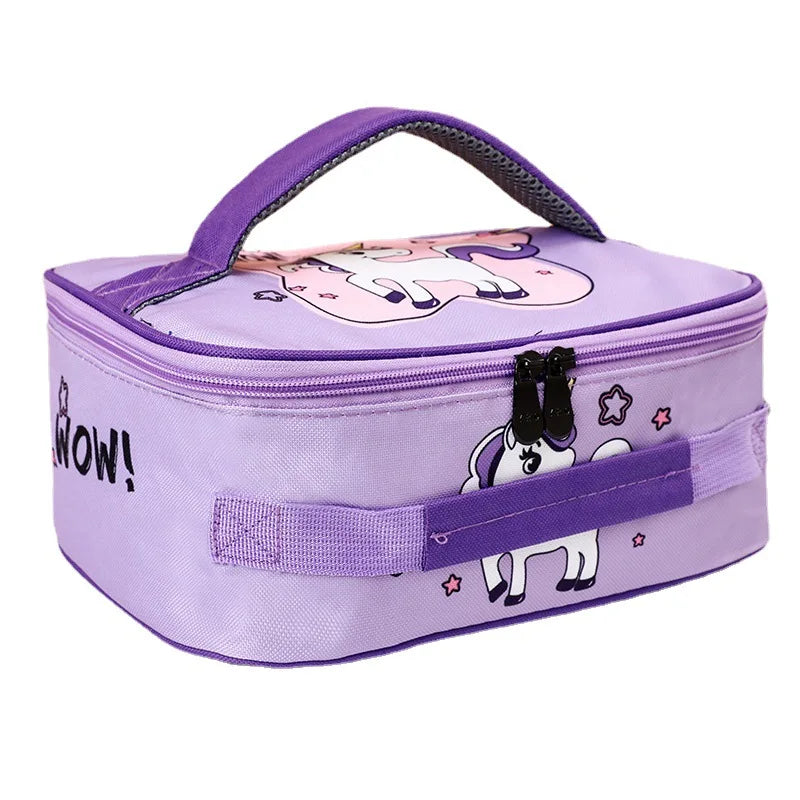 "Kids Cartoon Cooler Lunch Bag - Portable Thermal Picnic Tote for School"