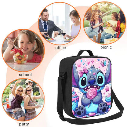 "Custom Pink Stitch Insulated Lunch Bag - Anime Cooler for Travel Camping"