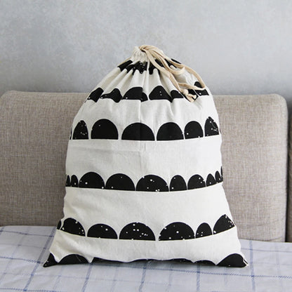 "Cute Animal Stripe Cotton Laundry Bag - Canvas Toy Storage & Dirty Clothes Organizer"