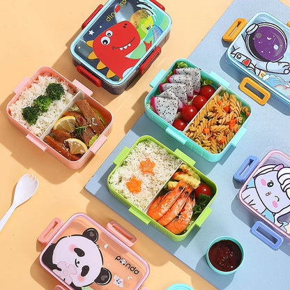 "Cute 2024 Kids' Bento Lunch Box - Leakproof with Compartments for Snacks"