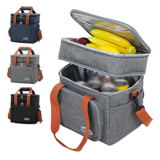 "Portable Insulated Lunch Bag - Waterproof, Thermal Cooler with Shoulder Strap"