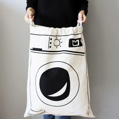 "Cute Animal Stripe Cotton Laundry Bag - Canvas Toy Storage & Dirty Clothes Organizer"
