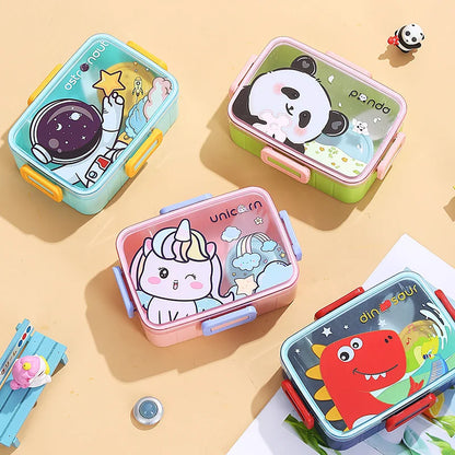 "Cute 2024 Kids' Bento Lunch Box - Leakproof with Compartments for Snacks"