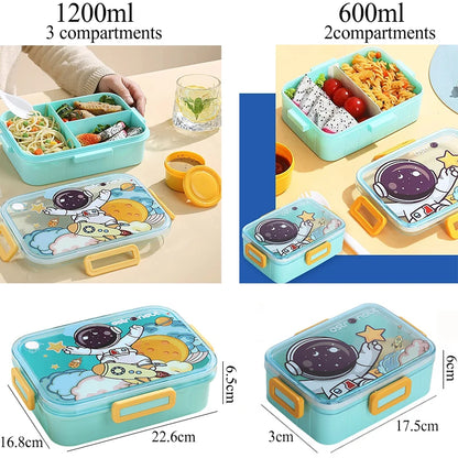 "Cute 2024 Kids' Bento Lunch Box - Leakproof with Compartments for Snacks"