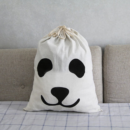 "Cute Animal Stripe Cotton Laundry Bag - Canvas Toy Storage & Dirty Clothes Organizer"